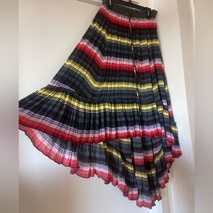 Free People Multicoloured Pleated Striped Maxi Skirt Size Small